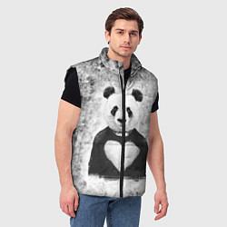 Мужской жилет Панда Любовь Сердце Меланж, цвет: 3D-черный — фото 2