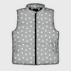 Мужской жилет Белые Звездочки На сером Фоне, цвет: 3D-черный