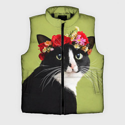 Мужской жилет Кот и цветы