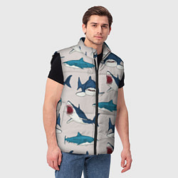 Мужской жилет Кровожадные акулы паттерн, цвет: 3D-черный — фото 2