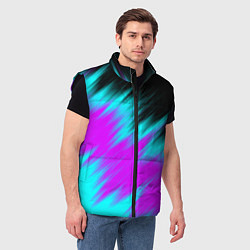 Мужской жилет НЕОНОВЫЕ ПОЛОСЫ И НИЧЕГО ЛИШНЕГО NEON STRIPES, цвет: 3D-черный — фото 2