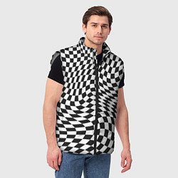 Мужской жилет Черно-белая клетка Black and white squares, цвет: 3D-светло-серый — фото 2