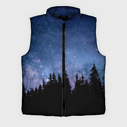 Мужской жилет НОЧНОЙ ЛЕС И ЗВЕЗДЫ, цвет: 3D-черный