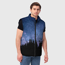 Мужской жилет НОЧНОЙ ЛЕС И ЗВЕЗДЫ, цвет: 3D-черный — фото 2