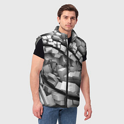 Мужской жилет Геометрическая объёмная абстракция, цвет: 3D-светло-серый — фото 2