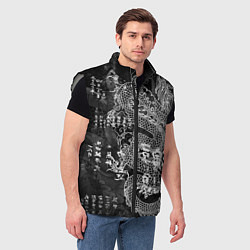 Мужской жилет Dragon Fire Иероглифы Японский Дракон, цвет: 3D-светло-серый — фото 2
