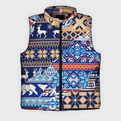 Мужской жилет НОВОГОДНИЙ УЗОР ОЛЕНИ И МЕДВЕДИ НОВЫЙ ГОД 2022