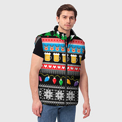 Мужской жилет Новогодний пивной узор, цвет: 3D-светло-серый — фото 2