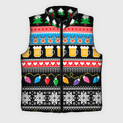 Мужской жилет Новогодний пивной узор, цвет: 3D-красный