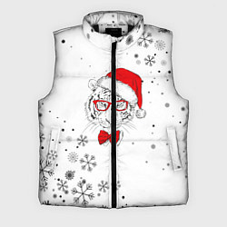 Мужской жилет Новогодний тигр летящие снежинки