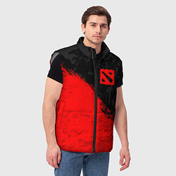 Мужской жилет DOTA 2 RED LOGO, БРЫЗГИ КРАСОК, цвет: 3D-светло-серый — фото 2
