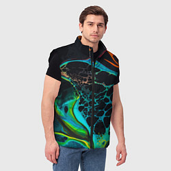 Мужской жилет Огни большого города, цвет: 3D-черный — фото 2