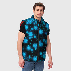 Мужской жилет НОВОГОДНИЕ НЕОНОВЫЕ СНЕЖИНКИ 2022 НОВЫЙ ГОД, цвет: 3D-красный — фото 2