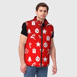 Мужской жилет Новогодний узор красный градиент, цвет: 3D-черный — фото 2