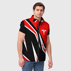 Мужской жилет TESLA MOTORS RED LINE ТЕСЛА, цвет: 3D-черный — фото 2