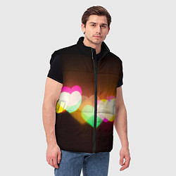 Мужской жилет Горящие сердца всех цветов радуги, цвет: 3D-черный — фото 2
