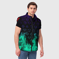 Мужской жилет НЕОНОВЫЙ ОГОНЬ ГЕНШИН ИМПАКТ СИМВОЛЫ, цвет: 3D-красный — фото 2