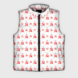 Мужской жилет Серп и Молот СССР на белом фоне, цвет: 3D-светло-серый