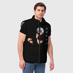 Мужской жилет Токийский Гуль снимает маску Иероглифы, цвет: 3D-светло-серый — фото 2