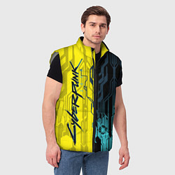 Мужской жилет CYBERPUNK 2077 Логотип, цвет: 3D-светло-серый — фото 2
