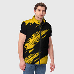 Мужской жилет BLACK AND YELLOW GRUNGE ГРАНЖ, цвет: 3D-черный — фото 2