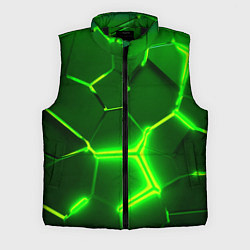 Мужской жилет 3D ПЛИТЫ НЕОН NEON GREEN HEXAGON РАЗЛОМ, цвет: 3D-черный