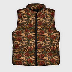 Мужской жилет Черепа с оружием и розами, цвет: 3D-черный