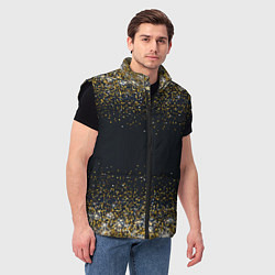 Мужской жилет Золотые блестки на темном фоне Сияющий глиттер, бл, цвет: 3D-черный — фото 2