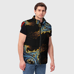 Мужской жилет Огненные фракталы 3d, цвет: 3D-красный — фото 2