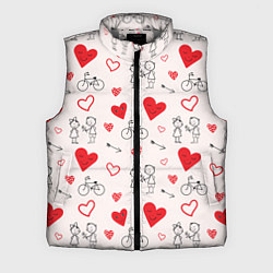 Мужской жилет Романтические сердечки, цвет: 3D-светло-серый