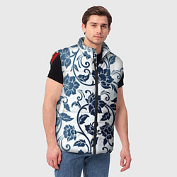 Мужской жилет Гжелевые цветы, цвет: 3D-красный — фото 2