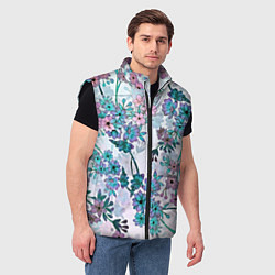 Мужской жилет Яркие красочные цветы, цвет: 3D-черный — фото 2