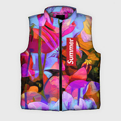 Мужской жилет Красочный летний цветочный паттерн Summer color pa, цвет: 3D-светло-серый