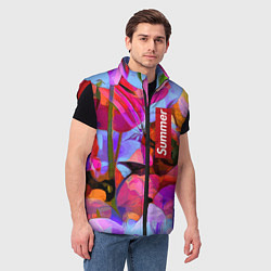 Мужской жилет Красочный летний цветочный паттерн Summer color pa, цвет: 3D-красный — фото 2