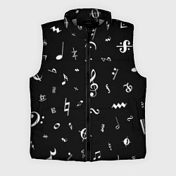 Мужской жилет Нотные Знаки Белые на Черном