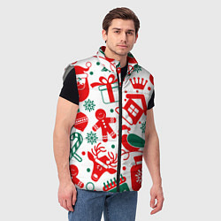 Мужской жилет ПРАЗДНИЧНЫЕ НОВОГОДНИЕ ПОДАРКИ, цвет: 3D-светло-серый — фото 2