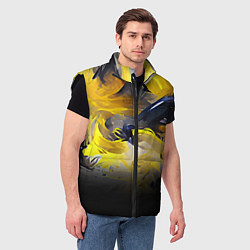 Мужской жилет Желтые разводы краски, цвет: 3D-черный — фото 2