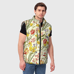 Мужской жилет Цветы Весенние Тюльпаны, цвет: 3D-светло-серый — фото 2