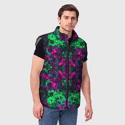 Мужской жилет Абстрактный зелено-малиновый симметричный узор, цвет: 3D-светло-серый — фото 2