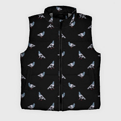 Мужской жилет Голуби на черном паттерн