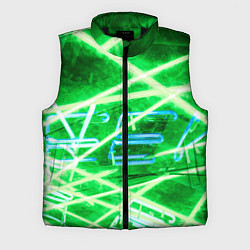 Мужской жилет Неоновые лучи и буквы - Зелёный, цвет: 3D-черный