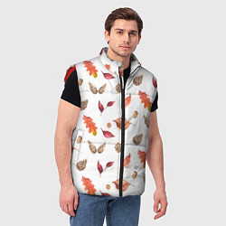 Мужской жилет Узор Листья, Шишки, Жёлуди, цвет: 3D-красный — фото 2