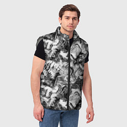 Мужской жилет Абстрактный в серых тонах фон с головой рыбы, цвет: 3D-светло-серый — фото 2