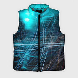 Мужской жилет Неоновые волны и линии - Голубой