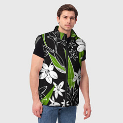 Мужской жилет Белые цветы в летней ночи, цвет: 3D-светло-серый — фото 2