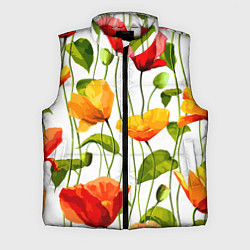 Мужской жилет Волнообразный узор из цветков мака Лето, цвет: 3D-красный