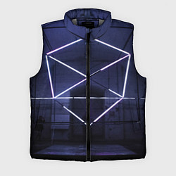 Мужской жилет Неоновый прерывистый куб во тьме - Фиолетовый