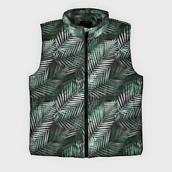 Мужской жилет Листья пальмы на черном, цвет: 3D-черный