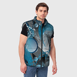 Мужской жилет Абстрактный серо-синий принт, цвет: 3D-светло-серый — фото 2