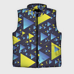 Мужской жилет Абстракция Из Жёлтых и Синих Треугольников На Тёмн, цвет: 3D-светло-серый